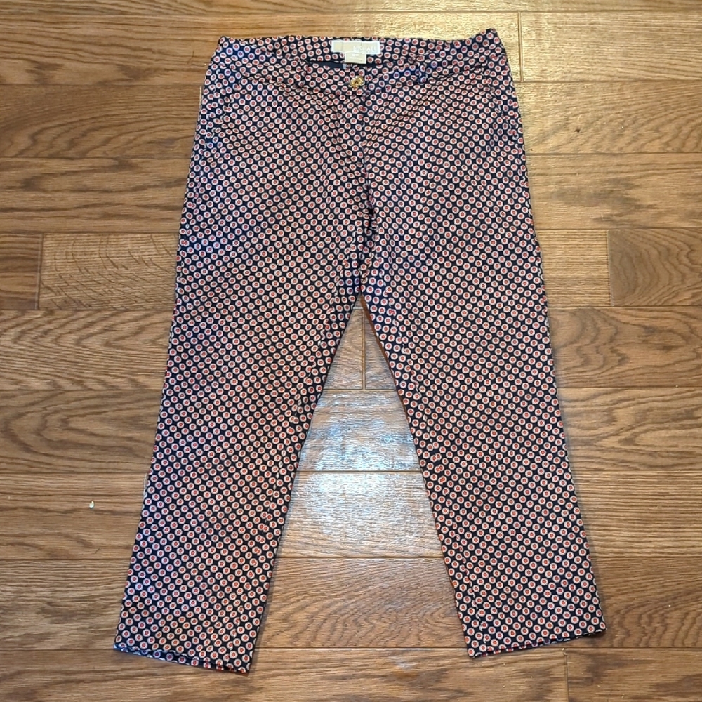 Michael Kors Navy and Red Patterned Pants